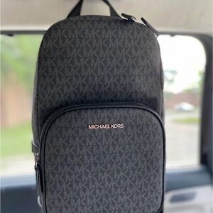 Michael Kors Gray Monogram Backpack